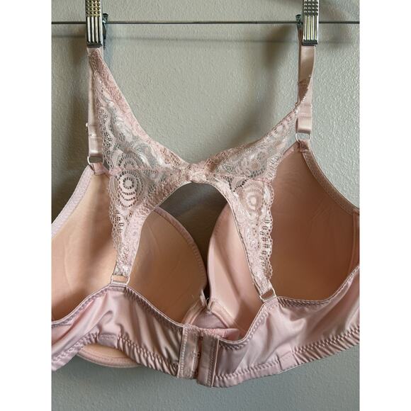 Pure Beauty Pink Full Coverage Lace Underwire Overbust 40C Butterfly Back Cross - Picture 7 of 8